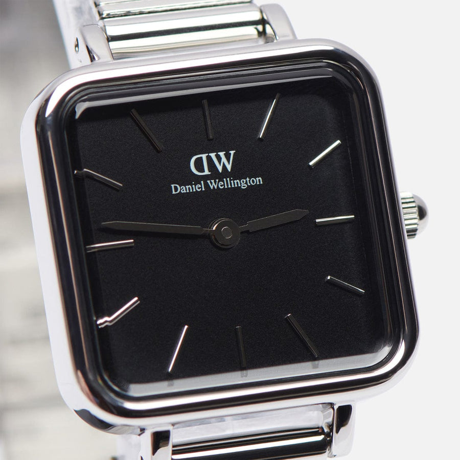 Daniel Wellington Quadro Studio Black Dial Silver Mesh Strap Watch For Women - DW00100522