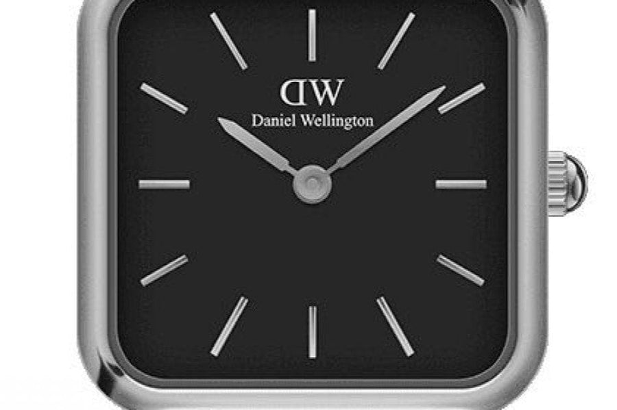 Daniel Wellington Quadro Studio Black Dial Silver Mesh Strap Watch For Women - DW00100522