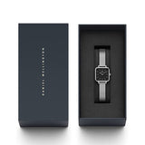 Daniel Wellington Quadro Studio Black Dial Silver Mesh Strap Watch For Women - DW00100522