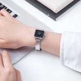 Daniel Wellington Quadro Studio Black Dial Silver Mesh Strap Watch For Women - DW00100522