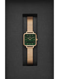 Daniel Wellington Quadro Studio Green Dial Rose Gold Mesh Strap Watch For Women - DW00100520