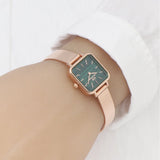 Daniel Wellington Quadro Studio Green Dial Rose Gold Mesh Strap Watch For Women - DW00100520