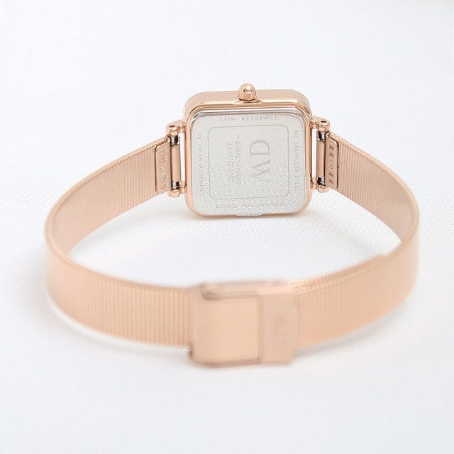 Daniel Wellington Quadro Studio White Dial Rose Gold Mesh Strap Watch For Women - DW00100517