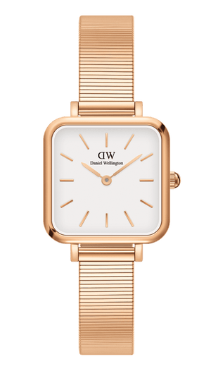 Daniel Wellington Quadro Studio White Dial Rose Gold Mesh Strap Watch For Women - DW00100517