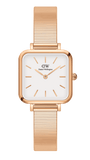 Daniel Wellington Quadro Studio White Dial Rose Gold Mesh Strap Watch For Women - DW00100517
