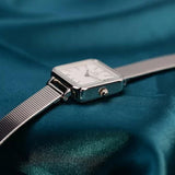 Daniel Wellington Quadro Studio White Dial Silver Mesh Bracelet Watch For Women - DW00100521