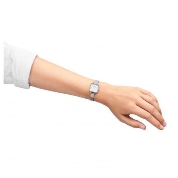 Daniel Wellington Quadro Studio White Dial Silver Mesh Bracelet Watch For Women - DW00100521