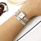 Daniel Wellington Quadro Studio White Dial Silver Mesh Bracelet Watch For Women - DW00100521