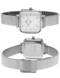 Daniel Wellington Quadro Studio White Dial Silver Mesh Bracelet Watch For Women - DW00100521