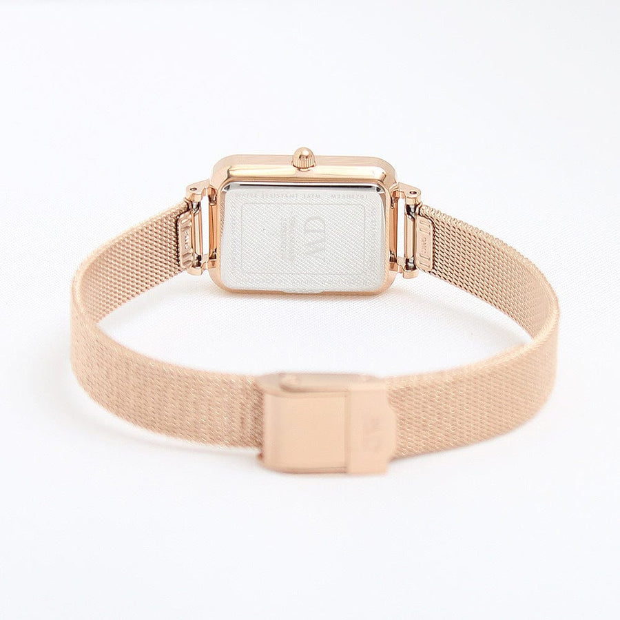 Daniel Wellington Quadro Unitone Rose Gold Dial Rose Gold Mesh Strap Watch For Women - DW00100484