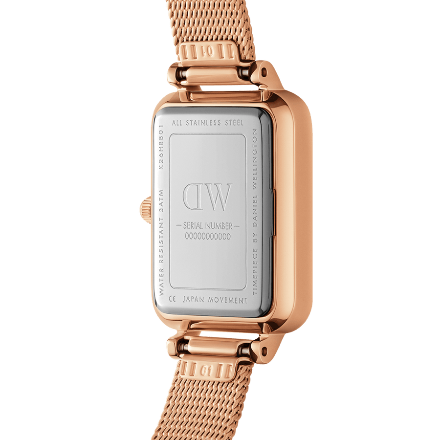 Daniel Wellington Quadro Unitone Rose Gold Dial Rose Gold Mesh Strap Watch For Women - DW00100484