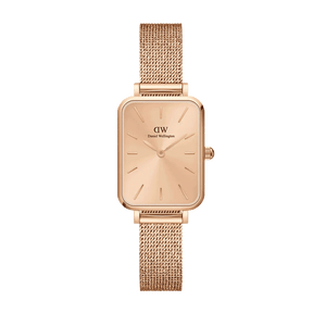 Daniel Wellington Quadro Unitone Rose Gold Dial Rose Gold Mesh Strap Watch For Women - DW00100484