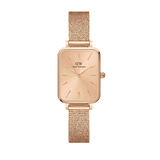 Daniel Wellington Quadro Unitone Rose Gold Dial Rose Gold Mesh Strap Watch For Women - DW00100484