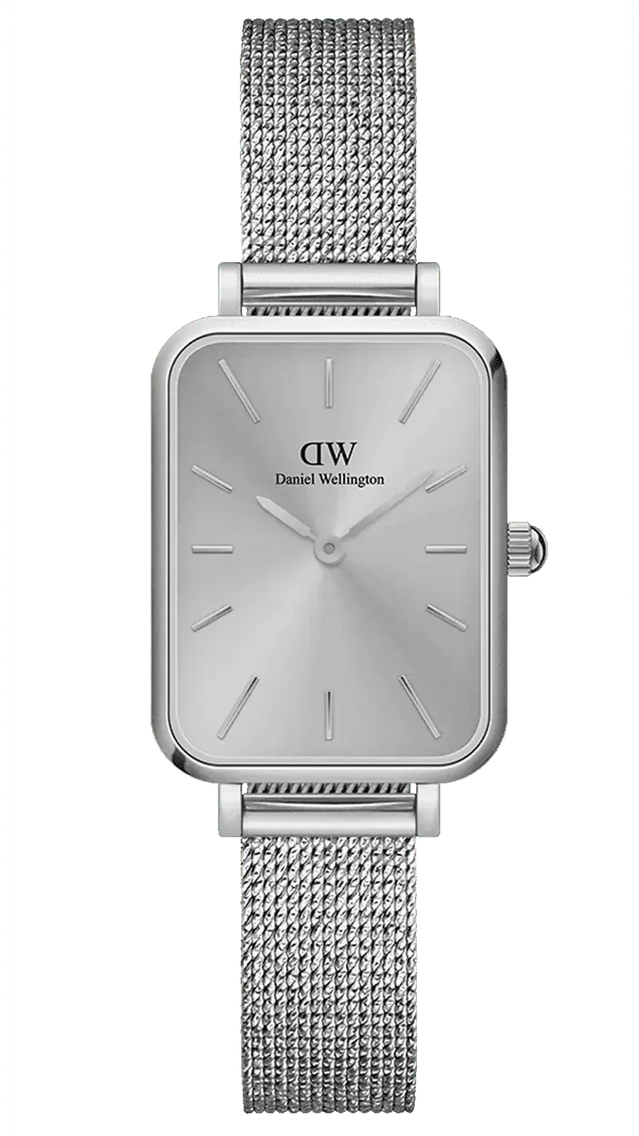 Daniel Wellington Quadro Unitone Silver Dial Silver Mesh Strap Watch For Women - DW00100486