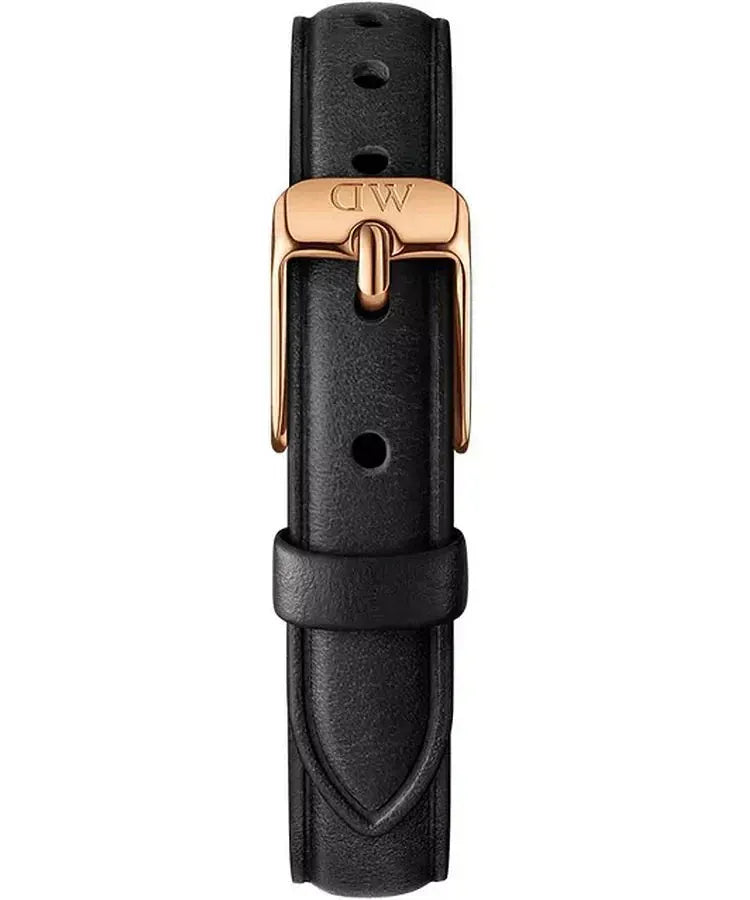 Daniel Wellington Quadro White Dial Black Leather Strap Watch For Women - DW00100434