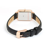 Daniel Wellington Quadro White Dial Black Leather Strap Watch For Women - DW00100434