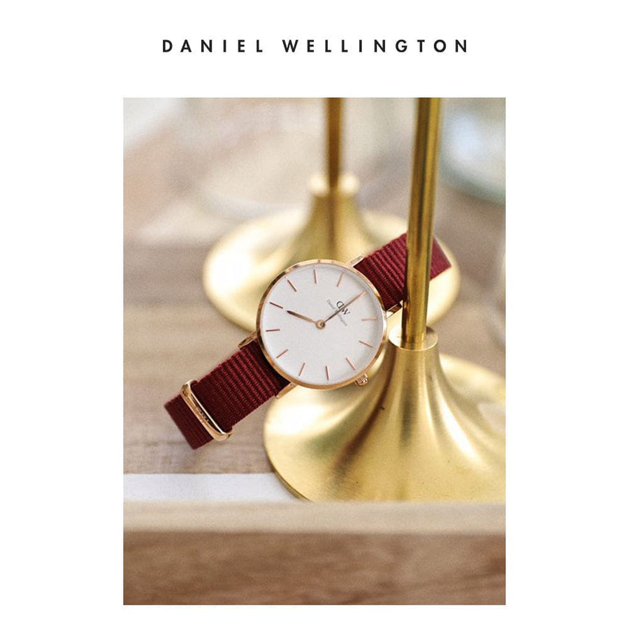 Daniel Wellington Roselyn 3A Petite White Dial Red NATO Strap Watch For Women - DW00100293