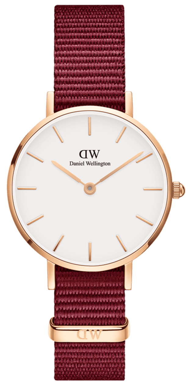 Daniel Wellington Roselyn 3A Petite White Dial Red NATO Strap Watch For Women - DW00100293