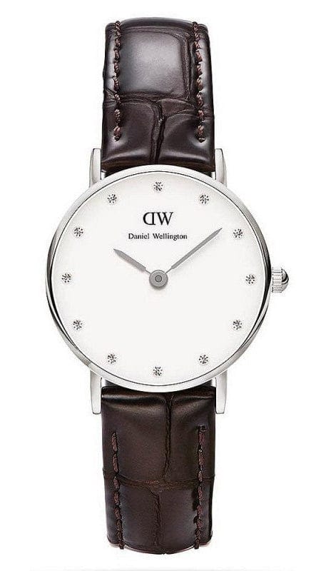 Daniel Wellington York White Dial Brown Leather Strap Watch For Women - DW00100069
