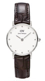 Daniel Wellington York White Dial Brown Leather Strap Watch For Women - DW00100069