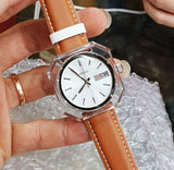 Fossil Candy White Dial Brown Leather Strap Watch for Women - ES3538