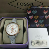 Fossil Original Boyfriend White Dial Light Blue Leather Strap Watch for Women - ES4045