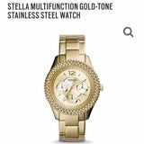 Fossil Stella Multifunction Gold Dial Gold Steel Strap Watch for Women - ES3589