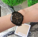 Michael Kors Slim Runway Black Dial Black Steel Strap Watch for Women - MK3317