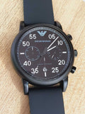 Emporio Armani Luigi Chronograph Black Dial Black Leather Strap Watch For Men - AR11133