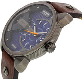 Diesel Mini Daddy Analog Blue Dial Brown Leather Strap Watch For Men - DZ7339