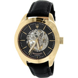 Maserati Traguardo Automatic Black Skeleton Dial Black Leather Strap Watch For Men - R8821112001