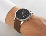 Fossil Townsman Chronograph Black Dial Brown Leather Strap Watch for Men  - FS5280