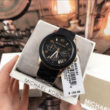 Michael Kors Runway Black Dial Black Silicone Strap Watch for Women - MK5191