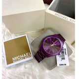 Michael Kors Slim Runway Quartz Purple Dial Purple Steel Strap Watch For Women - MK4507