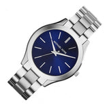 Michael Kors Slim Runway Quartz Blue Dial Silver Steel Strap Watch For Women - MK3379