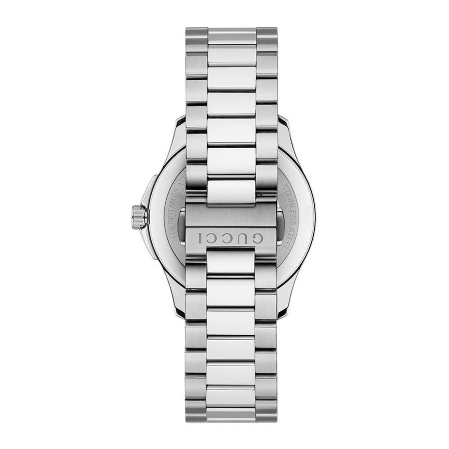 Gucci G Timeless Diamonds Black Dial Silver Steel Strap Watch For Men - YA126456