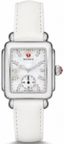 Michele Deco Mother of Pearl Dial White Leather Strap Watch For Women - MWW06V000012