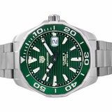 Tag Heuer Aquaracer Calibre 5 Green Dial Silver Steel Strap Watch for Men - WAY201S.BA0927