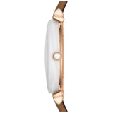 Emporio Armani Gianni T Bar Quartz Mother of Pearl White Dial Brown Leather Strap Watch For Women - AR11040