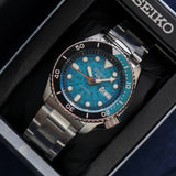 Seiko 5 Sports SKX Midi Automatic Teal Dial Silver Steel Strap Watch For Men - SRPK33K1