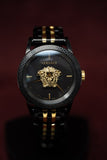 Versace Palazzo Empire Black Dial Two Tone Steel Strap Watch for Men - VERD01119