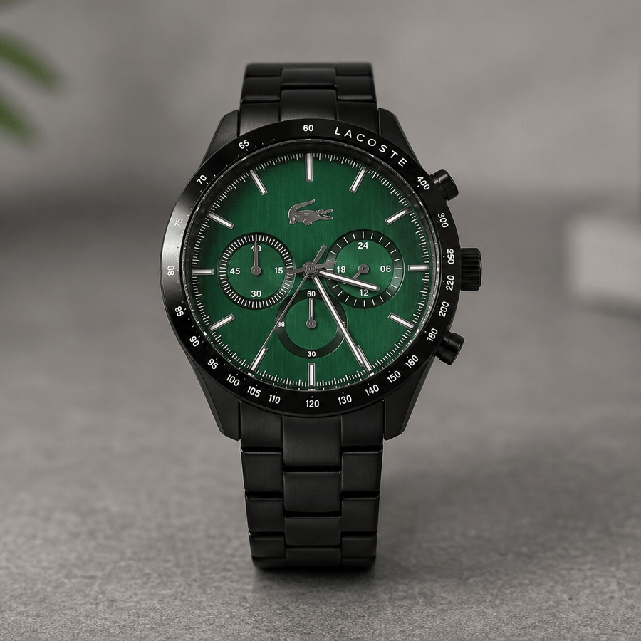 Lacoste Boston Green Dial Black Steel Strap Watch for Men - 2011270