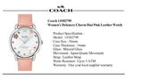 Coach Delancey White Dial Pink Leather Strap Watch for Women - 14502799