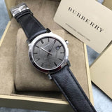 Burberry The City Grey Dial Black Leather Strap Watch for Men - BU9030