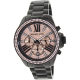 Michael Kors Wren Chronograph Gold Diamonds Dial Black Steel Strap Watch for Women - MK5879