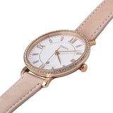 Fossil Jacqueline White Dial Pink Leather Strap Watch for Women - ES4303