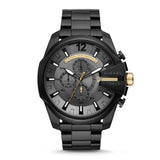 Diesel Mega Chief Chronograph Grey Dial Black Steel Strap Watch For Men - DZ4479