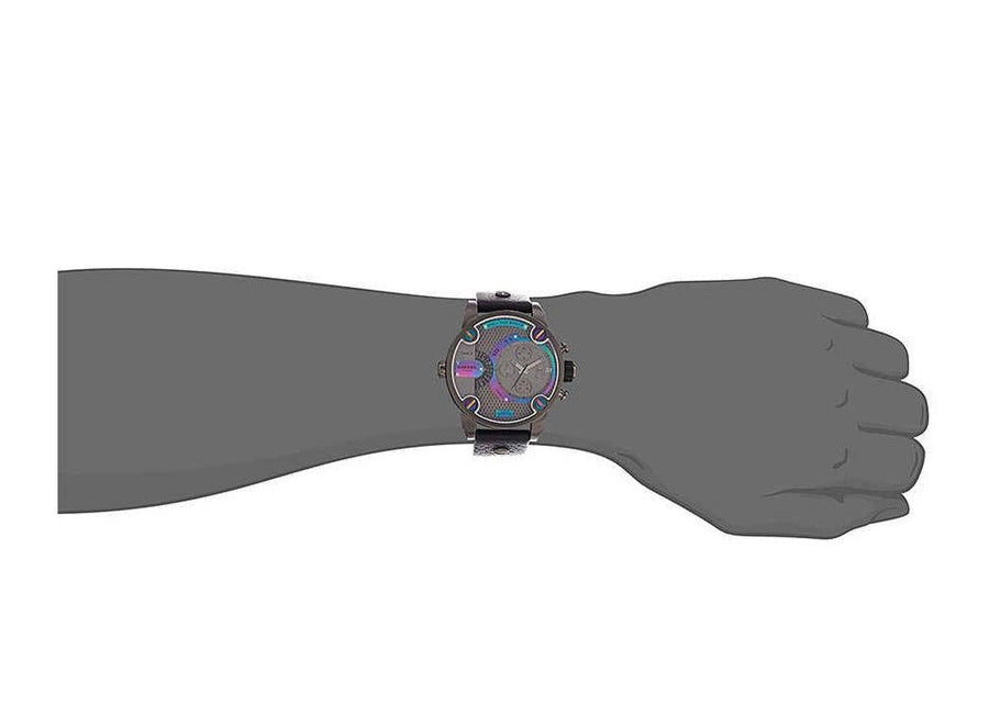 Diesel Badass Chronograph Anthracite Dial Black Leather Strap Watch For Men - DZ7270