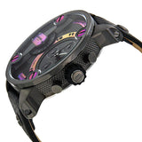 Diesel Badass Chronograph Anthracite Dial Black Leather Strap Watch For Men - DZ7270