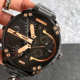 Diesel Big Daddy Black Dial Black Steel Strap Watch For Men - DZ7312